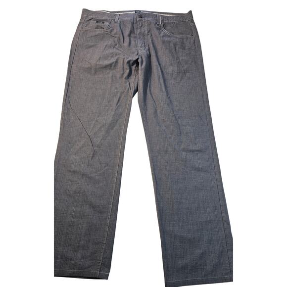 Hugo boss grey plaid pants 38 x 34 proffesional career trousers flat front EUC - Picture 1 of 9
